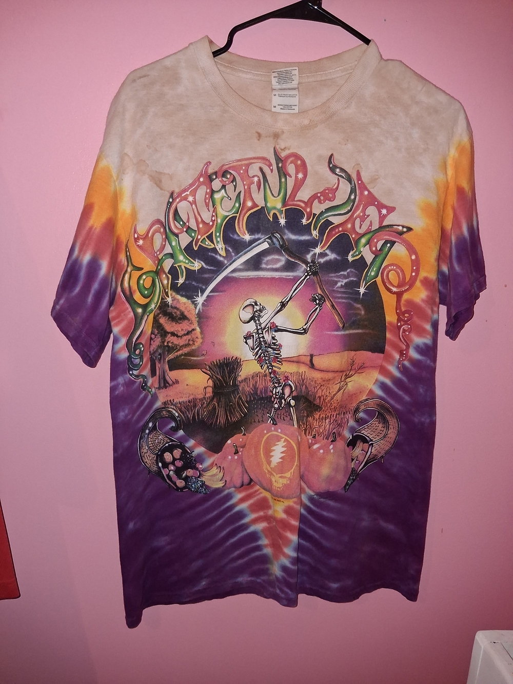1994 Grateful Dead Fall Tour Tie Dye T-Shirt Skeleton Reaper Concert Tee (Size M